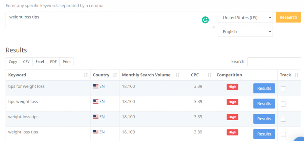 vægttabstips seoptimer keyword research